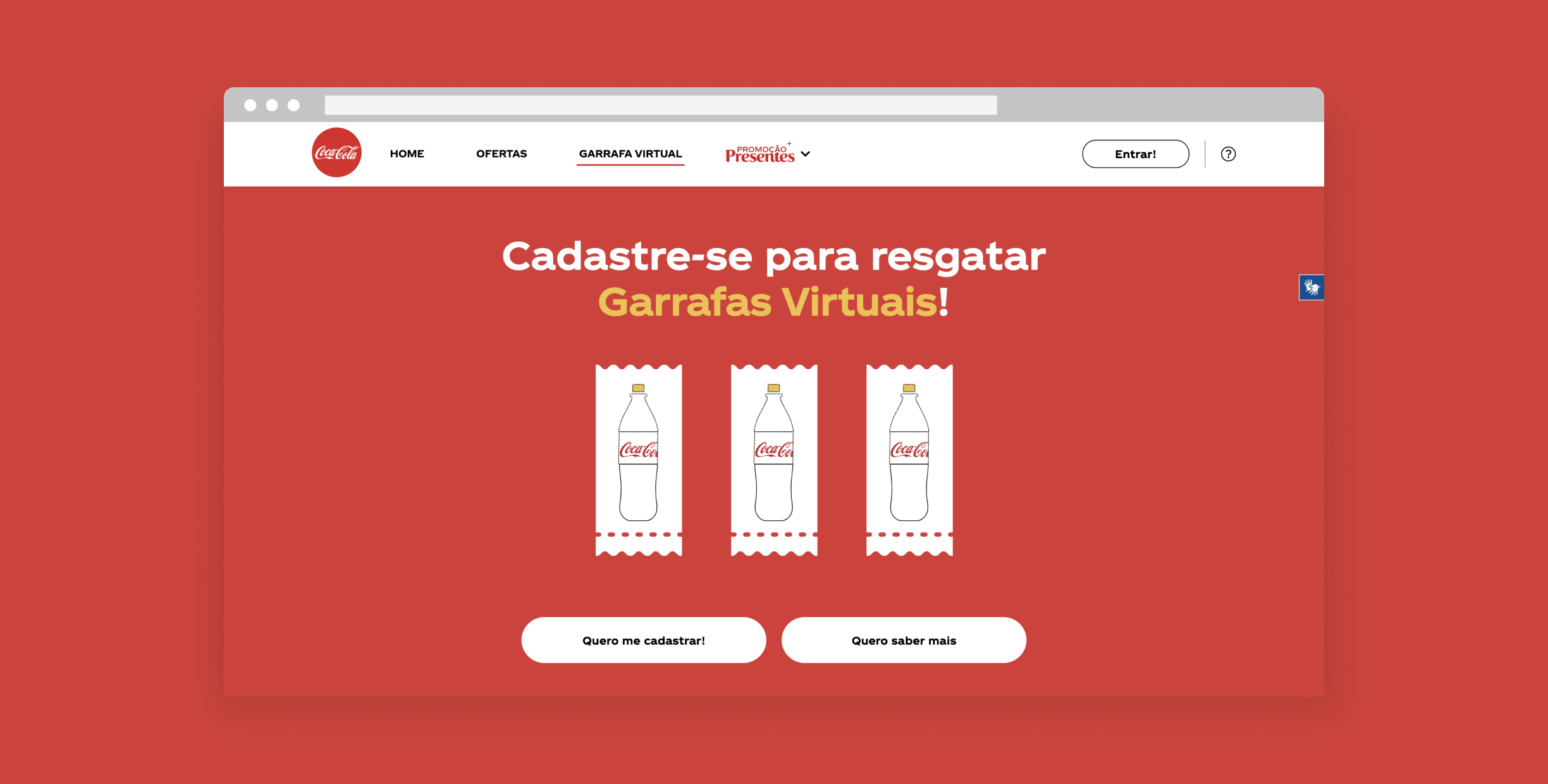 desktop design interface of coca-cola's website showing some virtual bottles