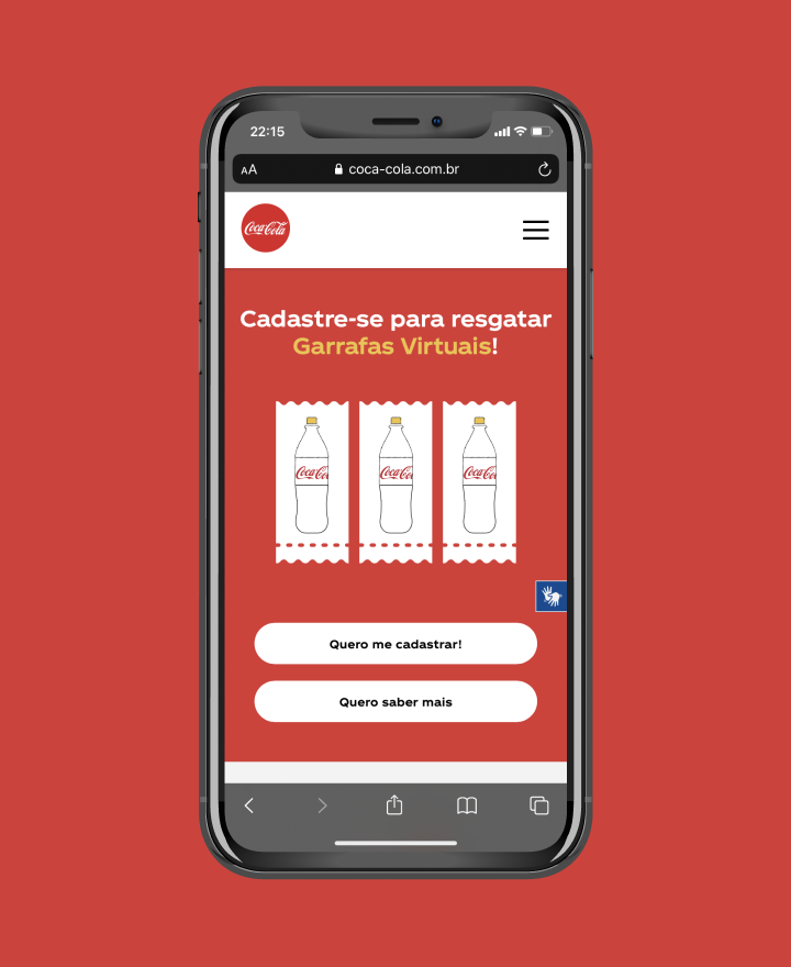mobile interface of coca-cola's website