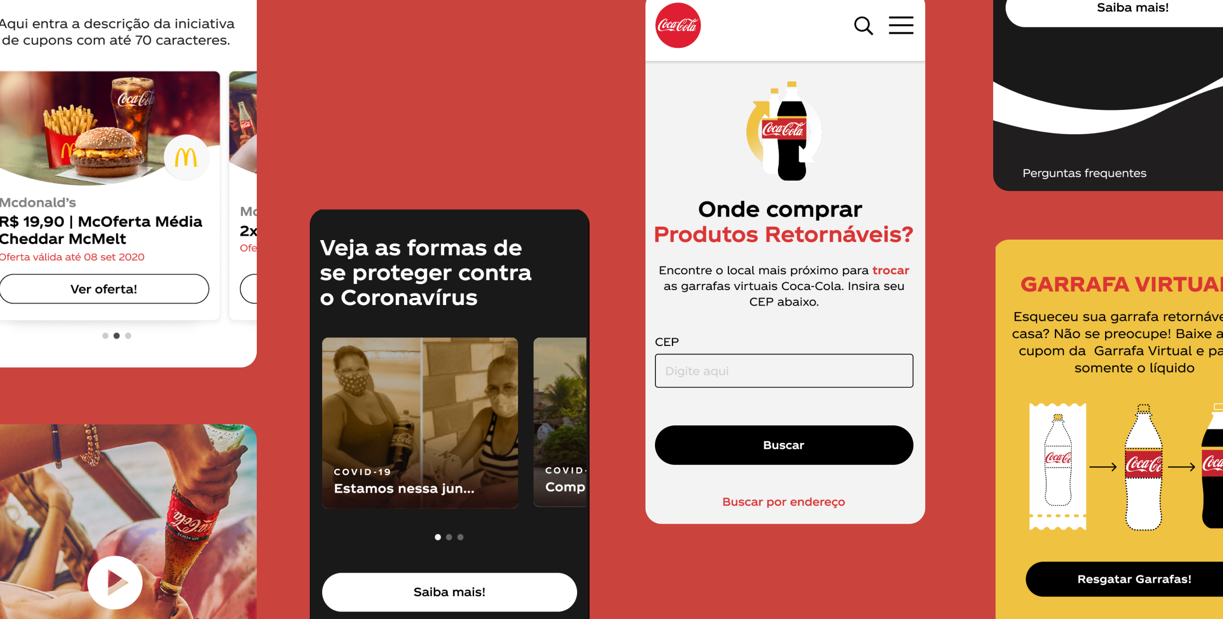 many mobile design interfaces of coca-cola's website